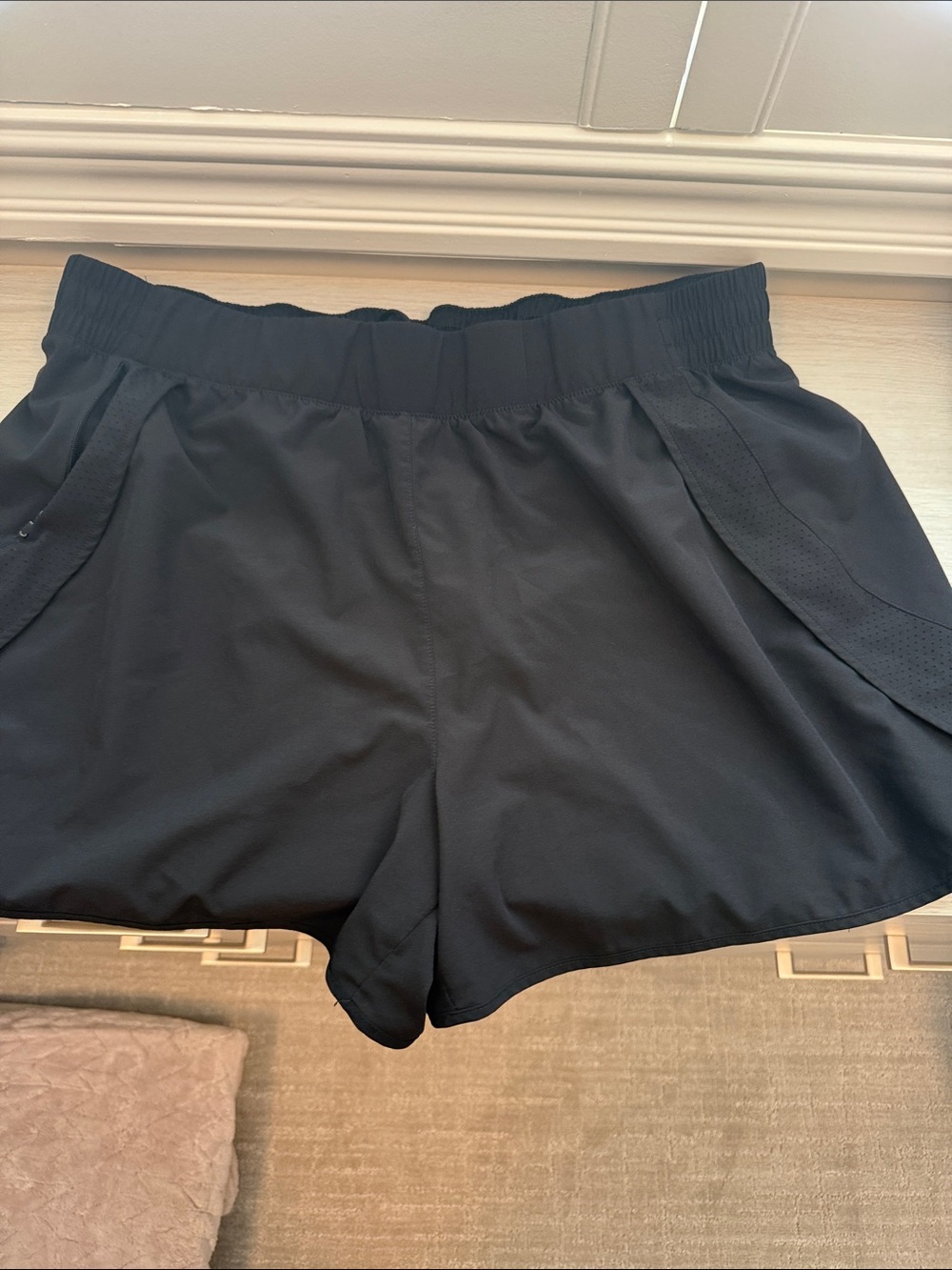 Avia Black Women's Athletic Shorts with Mesh Trim